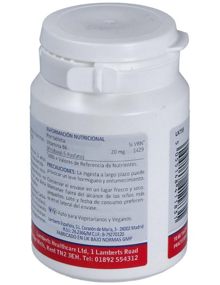 P5P 20 mg (Piridoxal-5-Fosfato) 60 Tabs. de Lamberts