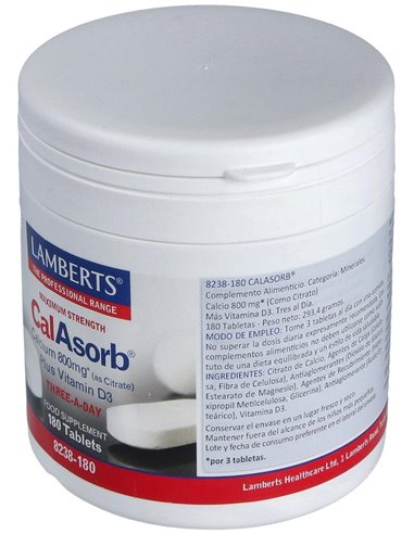 CalAbsorb® (Calcio 800 mg como citrato) 180 Tabs. de Lamberts