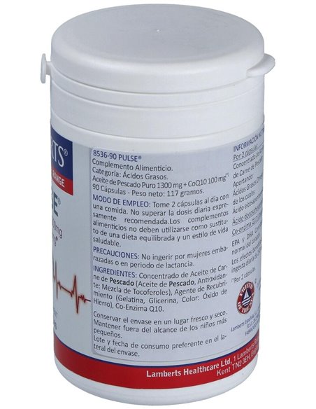 Pulse® (Aceite Pescado 1300 mg  + CoQ10 100 mg) 90 Caps. de Lamberts