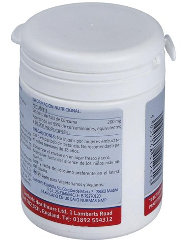 Cúrcuma de Liberación Rápida 60 Tabs. de Lamberts