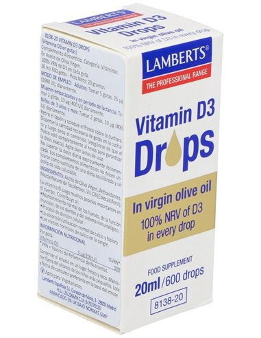 Vitamina D3 líquida 20 ml / 600 gotas 20 ml de Lamberts