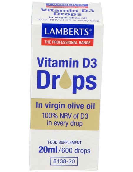 Vitamina D3 líquida 20 ml / 600 gotas de Lamberts