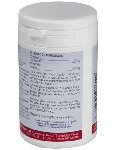 L-Lisina HCl 1000 mg de Lamberts