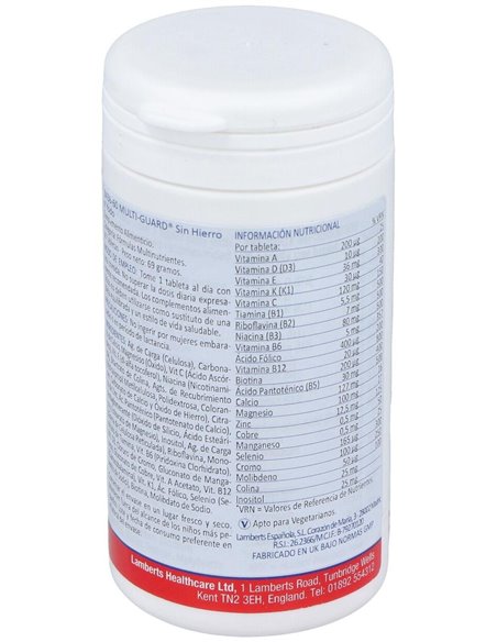 Multi-Guard® Iron Free (Sin hierro ni Yodo) 60 Tabs. de Lamberts