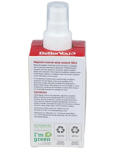Magnesio Musculo Spray Corporal 100Ml. de Better You