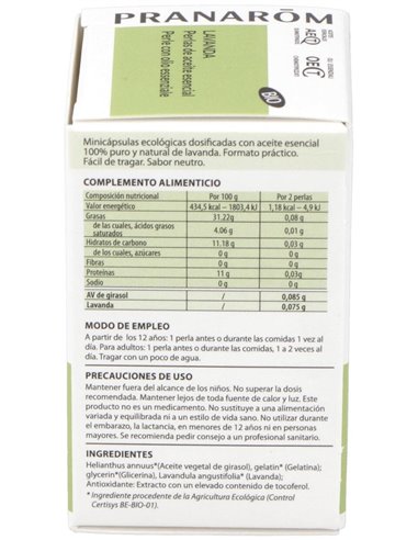 Lavanda Aceite Esencial En Perlas 60Perlas de Pranarom Aceites