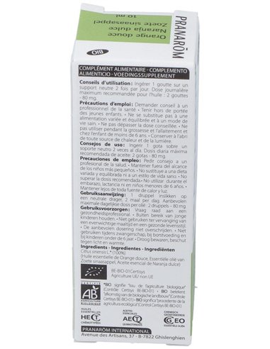 Naranja Dulce Aceite Esencial Bio 10Ml. de Pranarom Aceites
