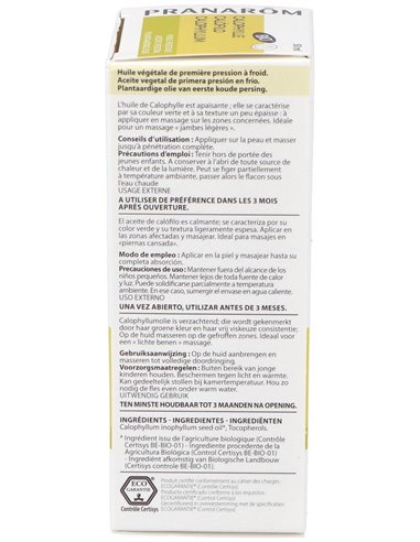 Calofilo Aceite Vegetal Bio 50Ml. de Pranarom Aceites