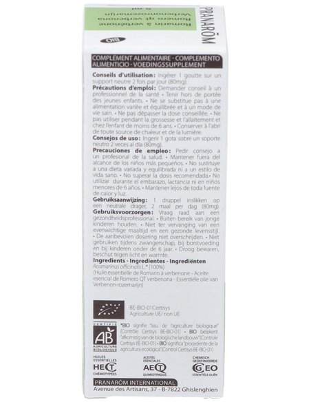 Romero Qt Verbenona Aceite Esencial Bio 5Ml. de Pranarom Aceites