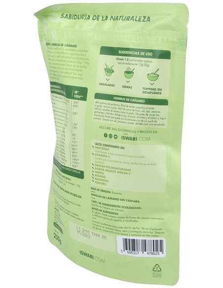 Semillas Cáñamo Sin Cascara Bio 250G Es 250G de Iswari