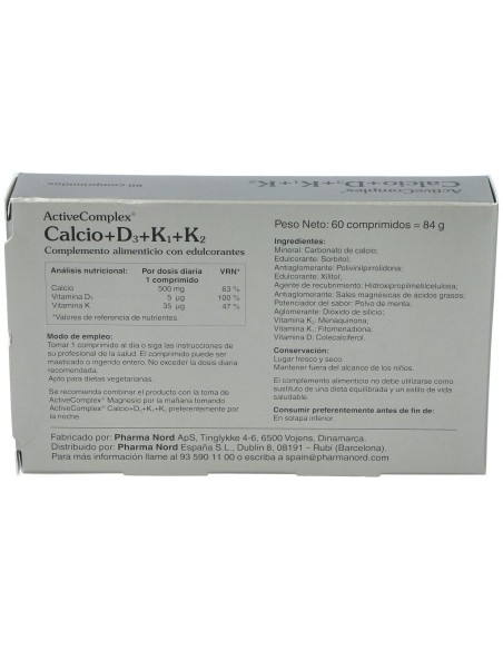 Activecomplex Calcio+D3+K 60Comp. de Pharma Nord