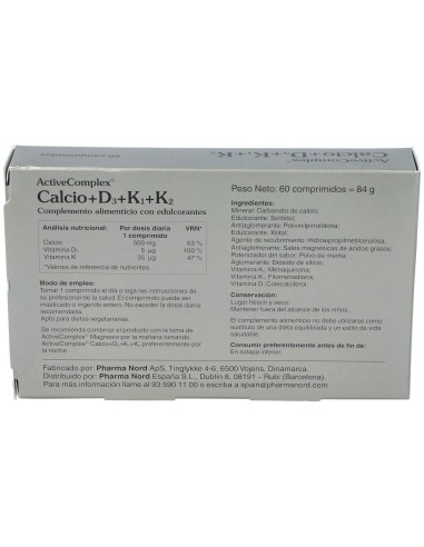 Activecomplex Calcio+D3+K 60Comp. de Pharma Nord