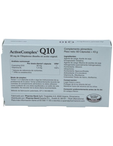 Activecomplex Q10 30Mg. (Quinona) 60Cap. de Pharma Nord