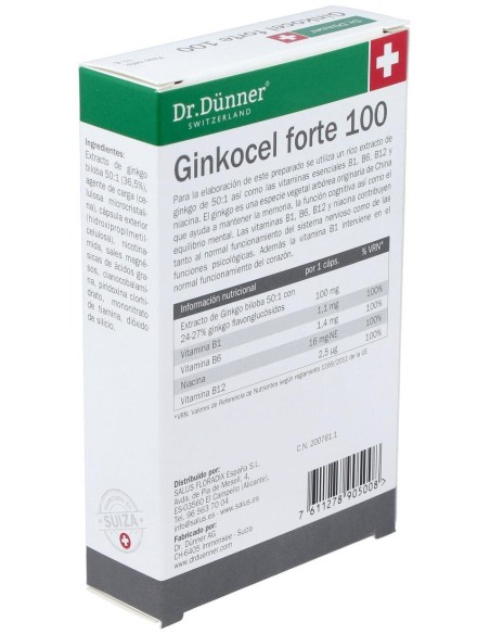 Ginkocel Forte 100 40Cap. Dr.Dunner de Salus