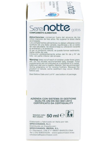 Melatonina 1,9Mg. (Serenotte) 50Ml. de Specchiasol