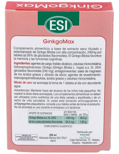 Ginkgomax 30Comp. de Trepatdiet-Esi