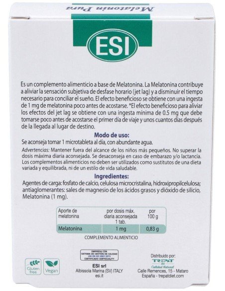 Melatonin Pura 1Mg. 60Microtabletas de Trepatdiet-Esi