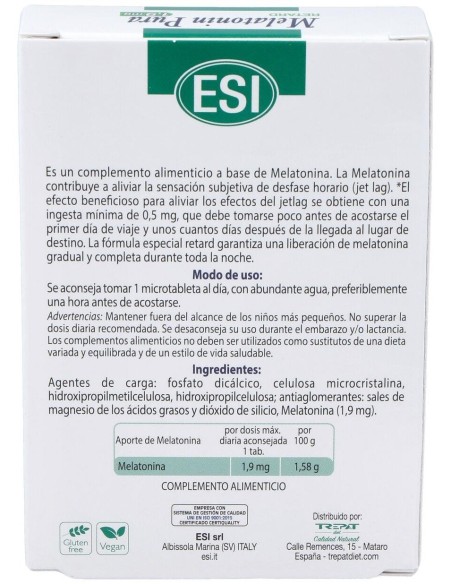 Melatonin Retard Pura 1,9Mg. 60Microtabletas de Trepatdiet-Esi
