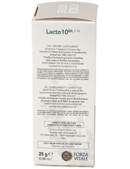 Lacto 10 (Lactobacillus Acidophilus) 25Gr. E-36 de Forza Vitale