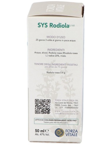 Sys.Rhodiola Rosea 50Ml. de Forza Vitale