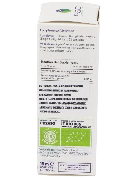 Psc Ginkgo Biloba 15Ml. de Forza Vitale