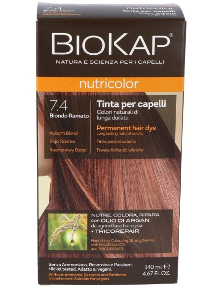 Tinte Auburn Blond Dye 140Ml. Rojo Cobrizo ·7.4 de Biokap