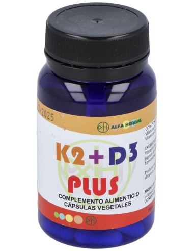 K2+D3 Plus 60Vcap. Vegan de Alfa Herbal