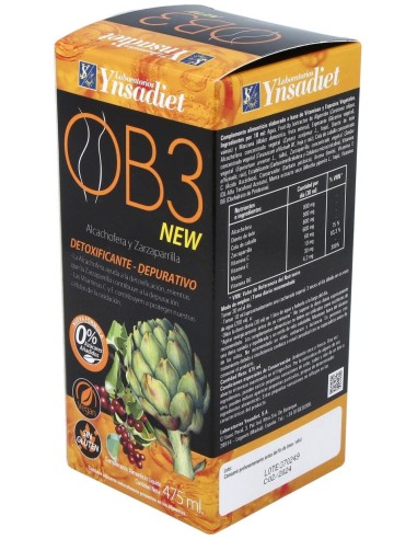 Ob3 Jarabe 0% Azucar 475 Ml de Ynsadiet