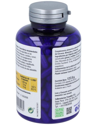 Levazinc (Levadura De Cerveza Viva) 350Mg. 225Cap. de Ynsadi