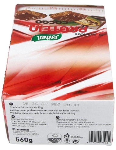 Barritas Protein Cacao Caja 16Ud. de Santiveri