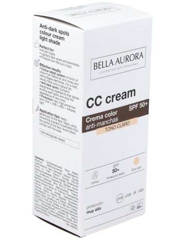 Cc Cream Spf 50+ Tono Claro 30Ml. de Bella Aurora