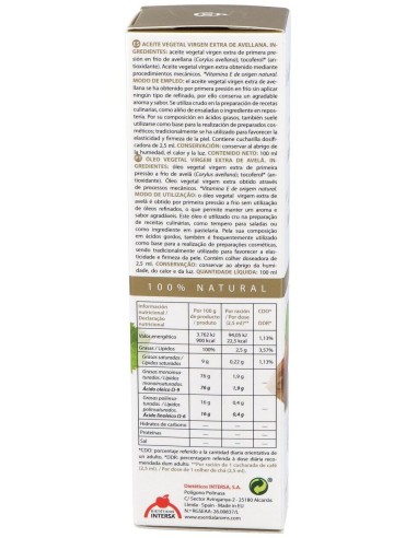 Avellana Aceite Vegetal Virgen 100Ml. de Esential Aroms