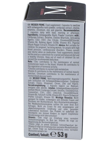 Weider Prime Testosterona Hombre 60Cap. de Weider