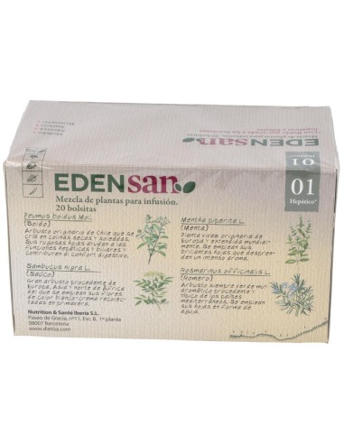Edensan Hepático 01  Envase 20 Filtros(20 Infusiones) de Edensan®
