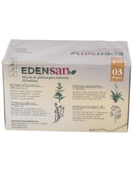 Edensan  Respira 03  Envase 20 Filtros(20 Infusiones) de Edensan®