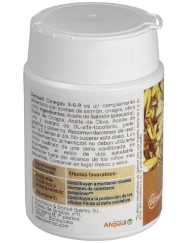 Omegas 3-6-9  Envase 60 Perlas(30-60 Días) de Dielisa®
