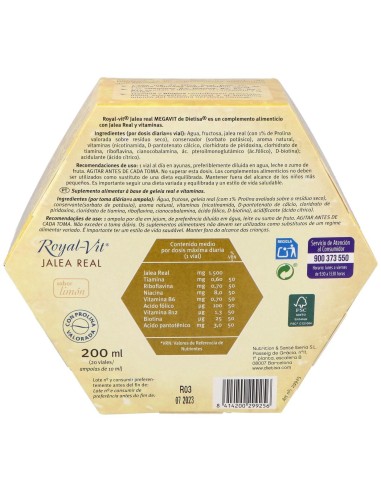 Jalea Real Royal Vit Mega Vit 1500Mg 20Amp. de Dietisa (Dielisa)