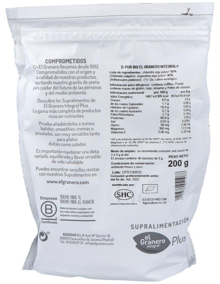 Dpr D-Pur Detox Superalimento Bio 200Gr. de El Granero