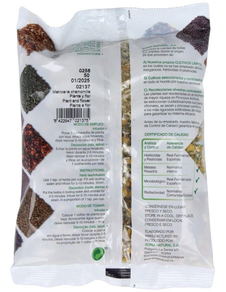 Manzanilla Dulce Bolsa 50Gr. de Soria Natural