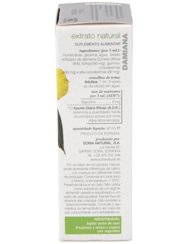 Ext. Damiana Xxi 50Ml. S/Al de Soria Natural