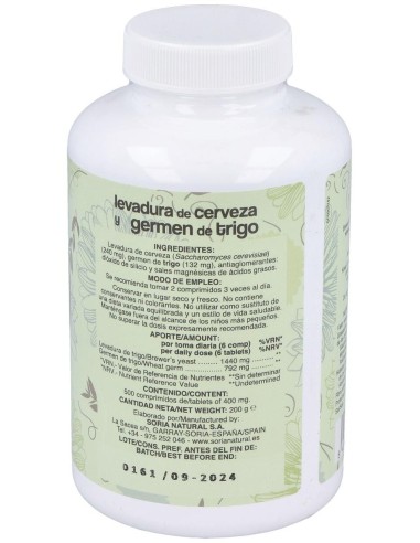 Germen De Trigo Y Levadura De Cerveza 500Comp. de Soria Natural