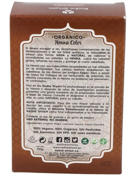 Henna Polvo Castaño Claro 100Gr. de Radhe Shyam