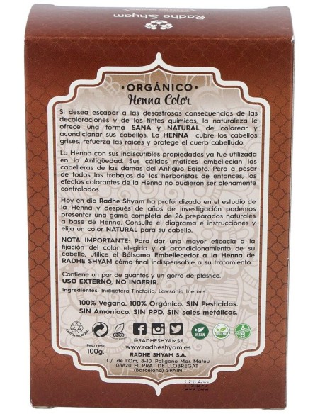 Henna Polvo Castaño Oscuro 100Gr. de Radhe Shyam