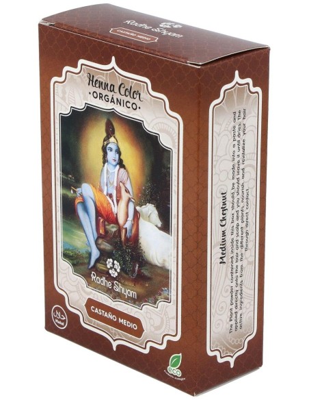 Henna Polvo Castaño Medio 100Gr. Eco de Radhe Shyam