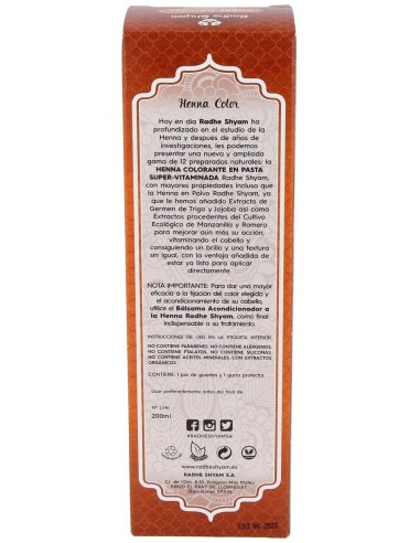 Henna Pasta Cobre Natural 200Gr. de Radhe Shyam