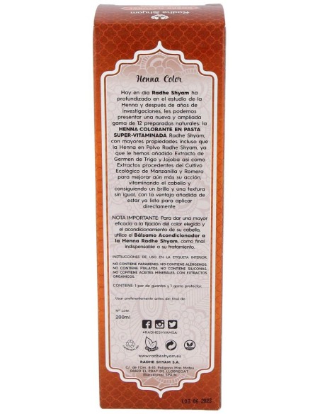 Henna Pasta Cobre Natural 200Gr. de Radhe Shyam