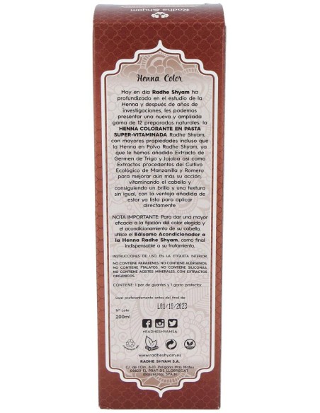 Henna Pasta Castaño Oscuro 200Gr. de Radhe Shyam