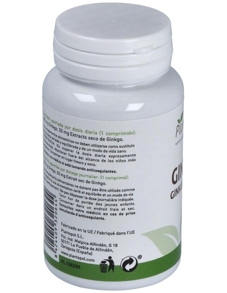Ginkgo Biloba 600Mg. 100Comp. de Plantapol