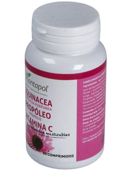 Equinacea, Propóleo y Vitamina C Masticable (60 Comprimidos 670 Mg)                                  de Plantapol