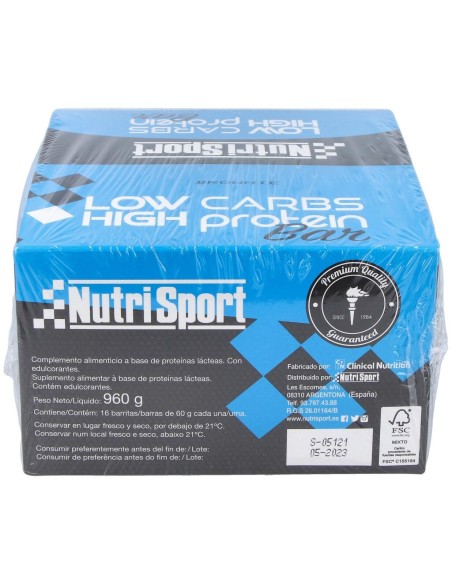 Low Carbs High Protein Brownie 16Barritas de Nutrisport